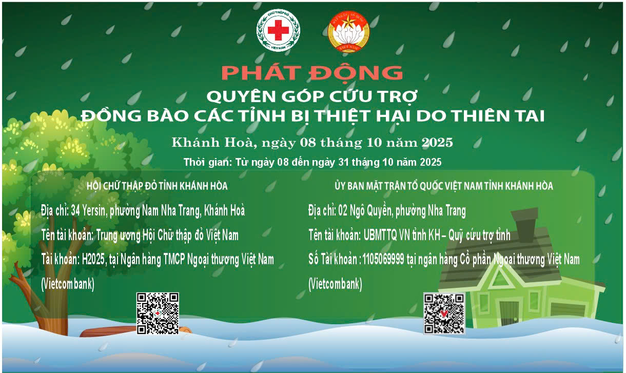 PHÁT ĐỘNG QUYÊN GÓP CỨU TRỢ ĐỒNG BÀO CÁC TỈNH BỊ THIỆT HẠI DO THIÊN TAI